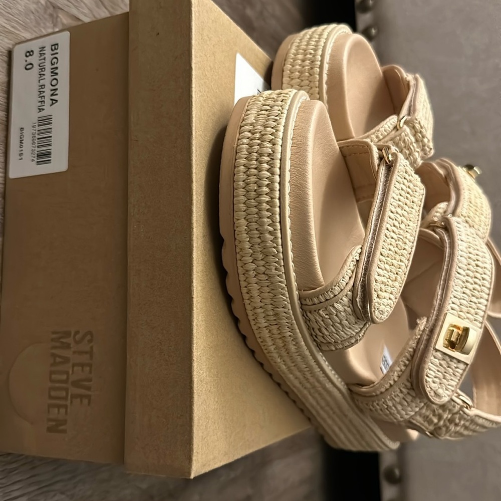 Steve Madden Beige Braided Platform Sandals